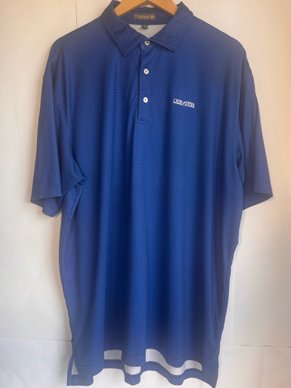 Peter Millar Royal Blue Microdot Polo - 2 small flaws/fabric snags see photos